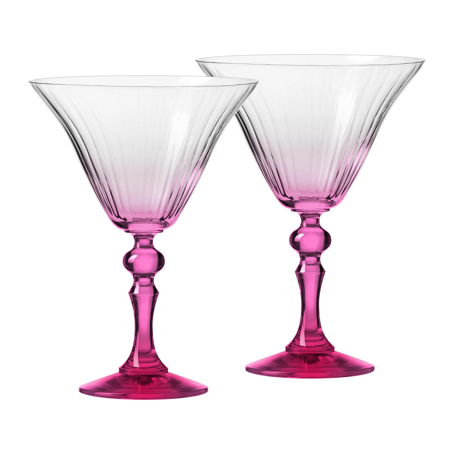 COCKTAILGLÄSER BUBBLE CELEBRATION MOMENTS MIT ROSA STIEL, 2ER-SET, 170 ML - Transparent/Rosa, Glas (0.17L) - Krosno Glass