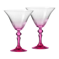COCKTAILGLÄSER BUBBLE CELEBRATION MOMENTS MIT ROSA STIEL, 2ER-SET, 170 ML - Transparent/Rosa, Glas (0.17L) - Krosno Glass