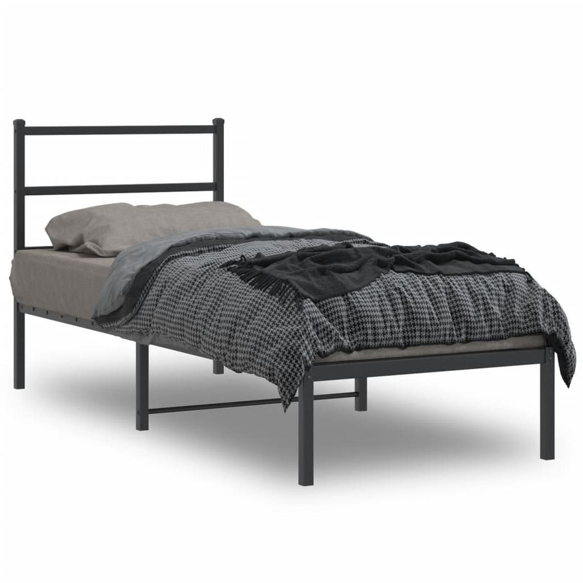 BETTGESTELL Mit Kopfteil Metall Schwarz 80/200 Cm - Schwarz, Metall (80/200cm) - vidaXL