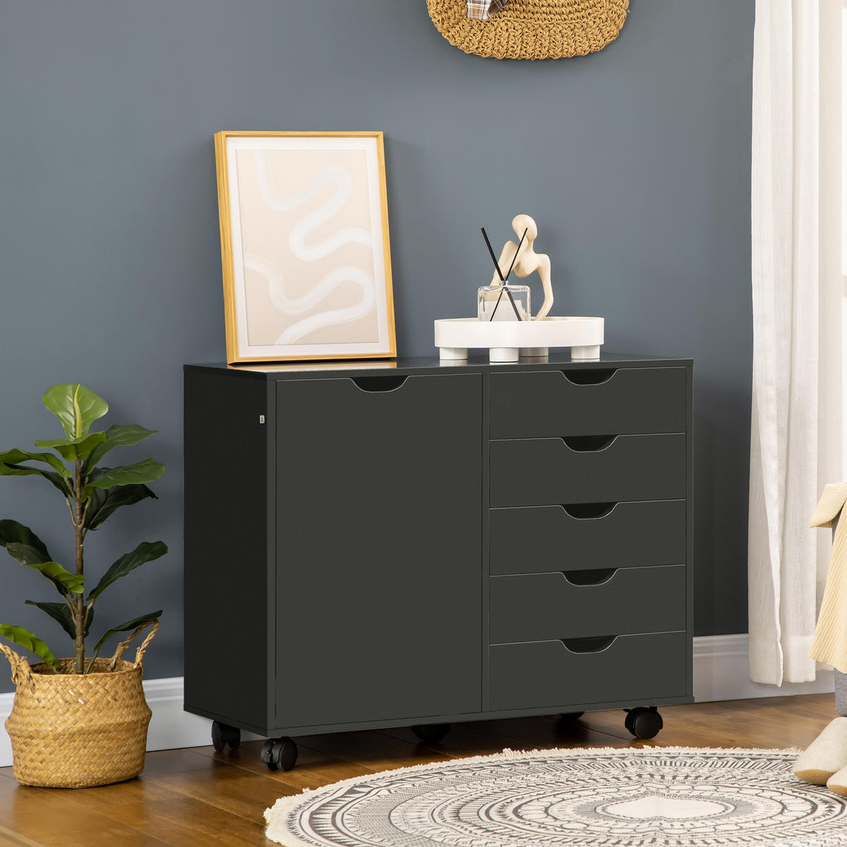 ROLLCONTAINER DE-14469 Schwarz - Schwarz, Holzwerkstoff (40/66.5/78cm) - ComfortXL