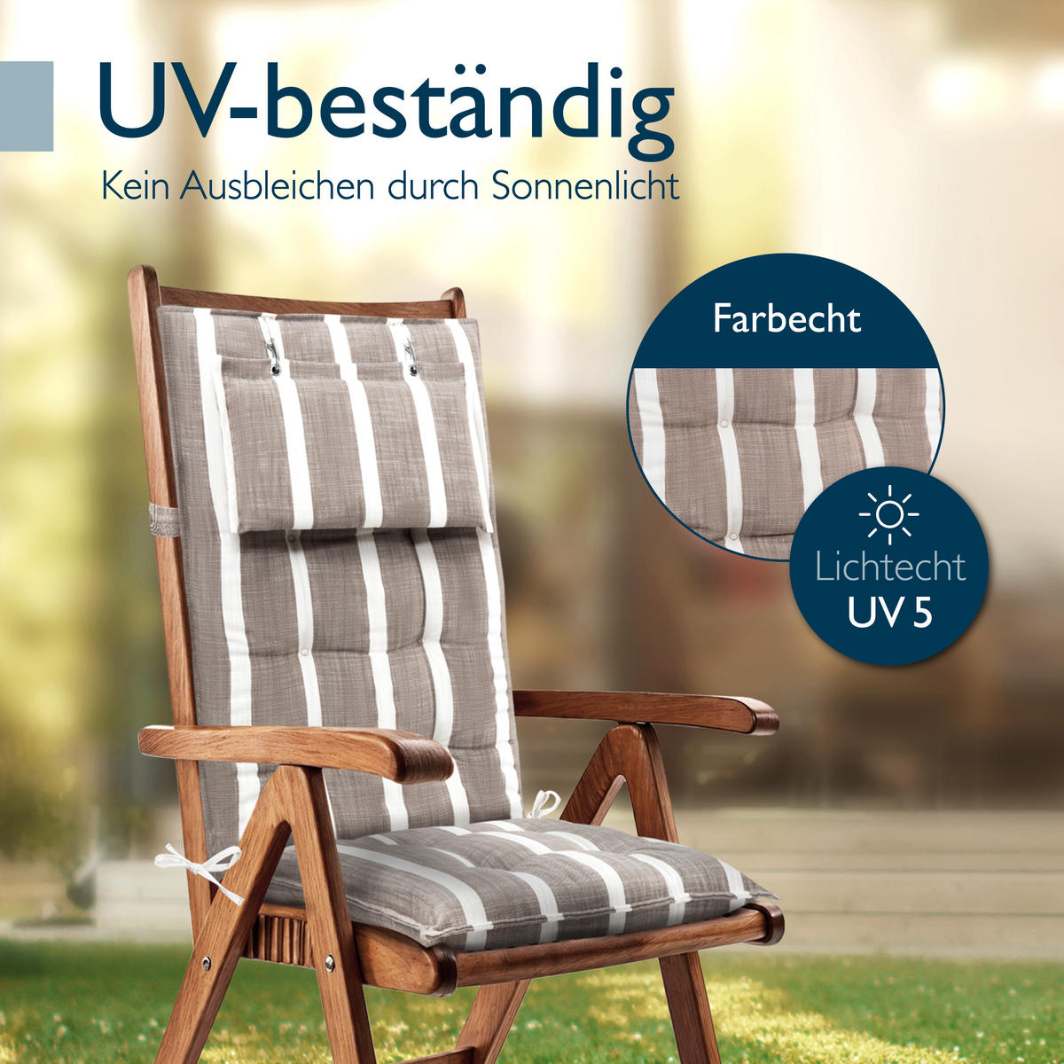 HOCHLEHNER Sun-HL 119x50x8cm Beige-Weiß-Gestreift (2tlg) - Beige, Textil (50/120cm) - Beautissu 
