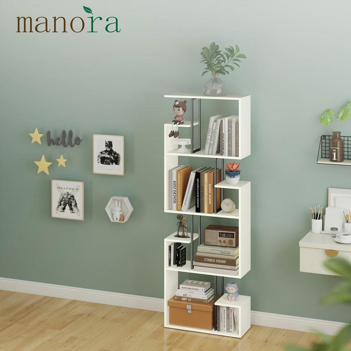 BÜCHERREGAL Manora Weiß 60 x 24 x 174 cm - Weiß, Holzwerkstoff (60/174/24cm)
