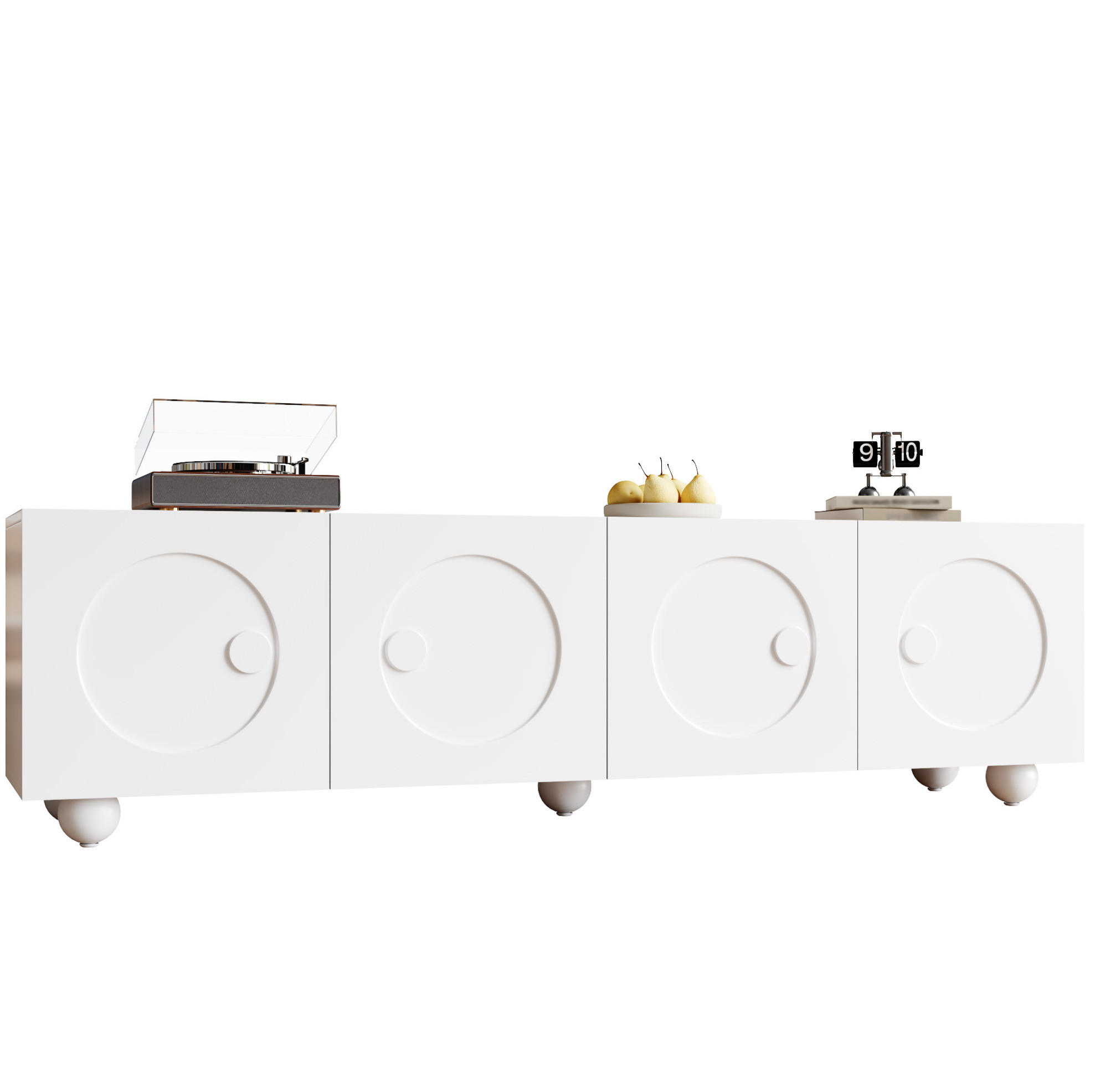 OKWISH TV stolek 180,5/38/50 cm bílý z MDF a dřevotřísky s úložným prostorem