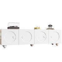 TV ormarić 180,5/38/50 cm bijeli od MDF-a i iverice s reljefnim vratima i pretincima - bijela, drvni materijal (180.5/50/38cm) - OKWISH