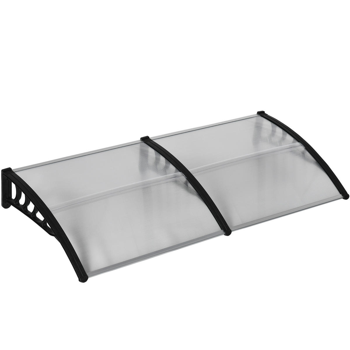TÜRÜBERDACHUNG DE-07490 wetterfest mit Polycarbonat und Aluminium Schwarz - Transparent/Schwarz, Kunststoff/Metall (96/27/200cm) - ComfortXL