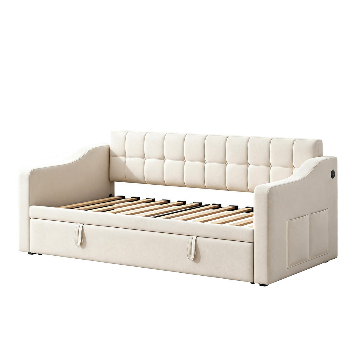 AUSZIEHBETT 90/180/190 cm, DE-01999, in Beige - Beige, Metall (90/190cm) - ComfortXL