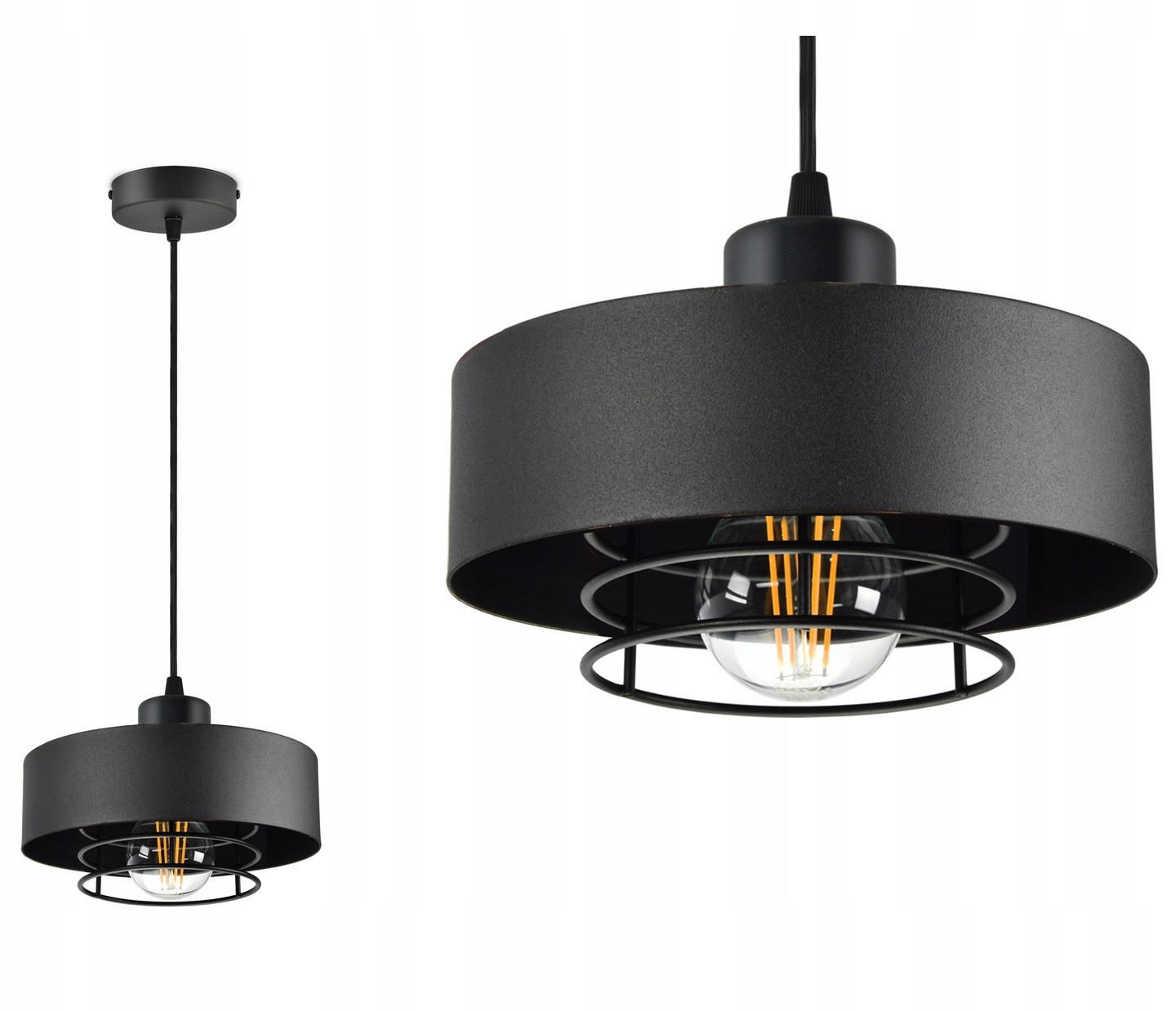 PENDELLEUCHTE EDISON - Schwarz, Metall (20/20/70cm) - kiki design