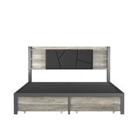 METALLBETT 140x200 cm mit LED, USB, Stauraum, Schwarz - Schwarz, Metall (140/200cm)