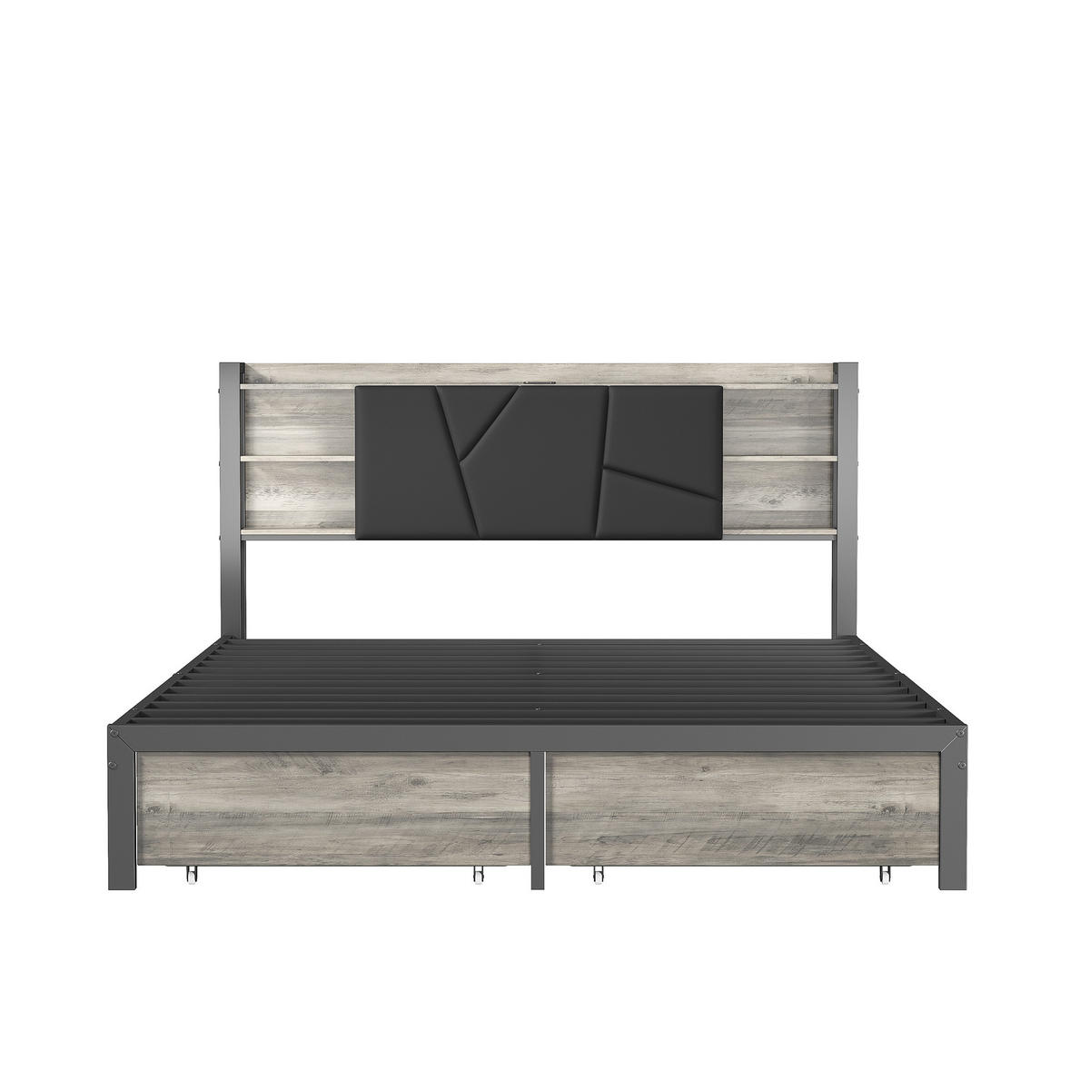 POLSTERBETT 160x200 Cm Mit LED, USB, Stauraum & Schubladen - Schwarz, Holz (160/200cm)