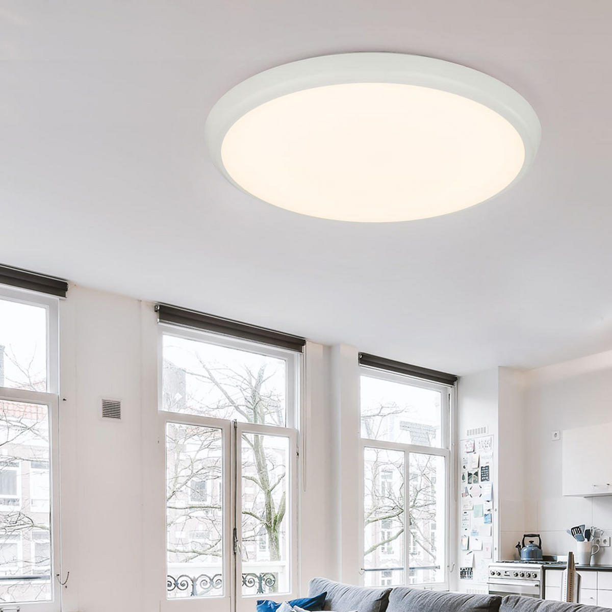 LED DECKENLEUCHTE AEMON Weiß Matt - Weiß, Kunststoff (40/40/4.8cm) - Globo Lighting