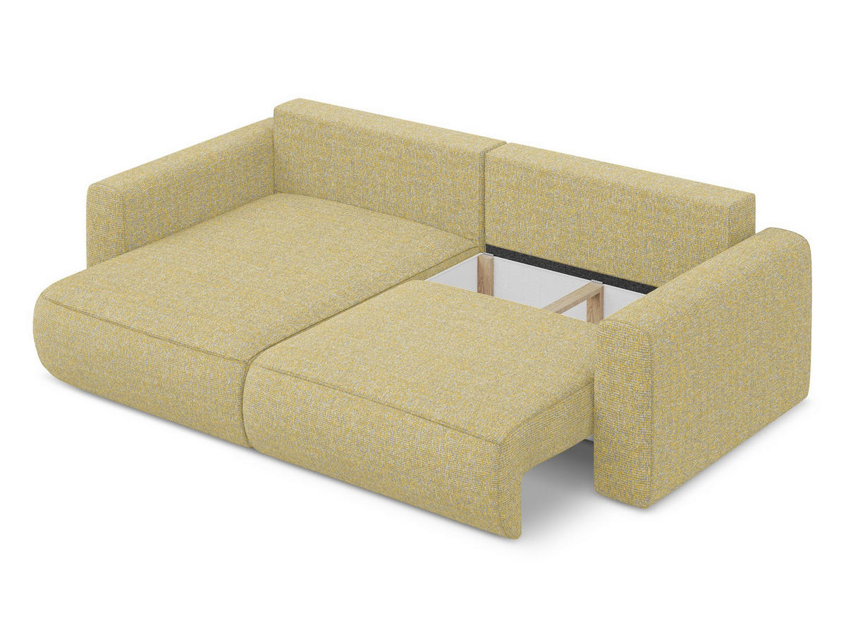 ECKSOFA mit Schlaffunktion Strukturstoff Stoff Gelb - Currygelb/Gelb, Kunststoff/Textil (149/240cm) - Makamii