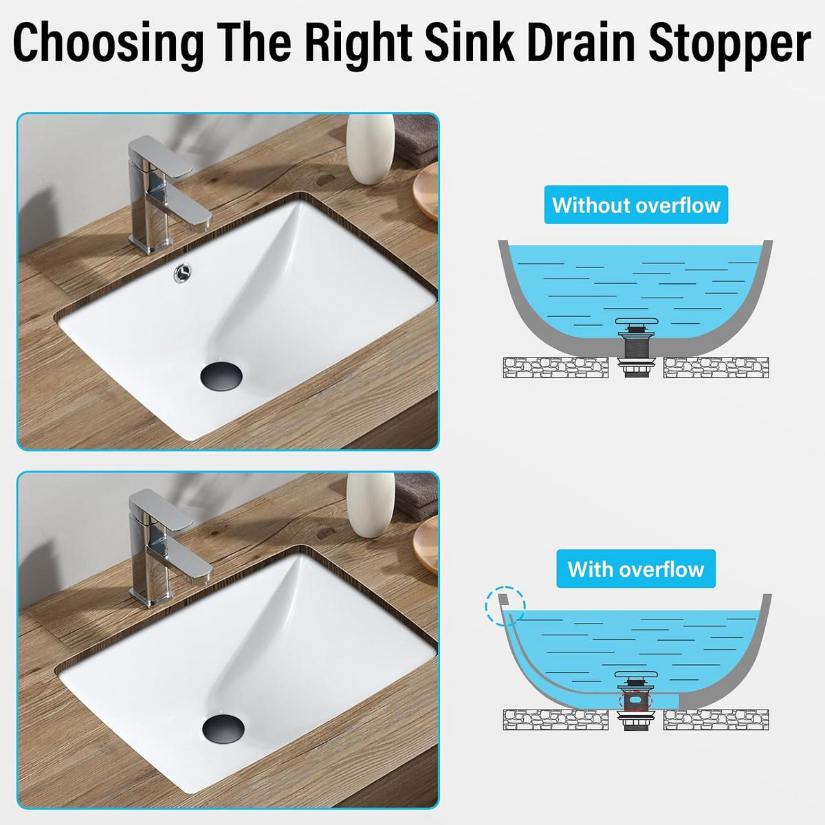 WASCHBECKEN-ABLAUFSTOPFEN – Gold – Edelstahl - Platinfarben, Metall (10/7/7cm)