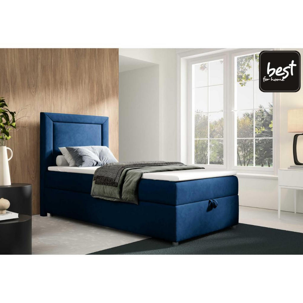Thumbnail - Best For Home Boxbett, Blau, Textil, Höhe ca. 18 cm, Rechteckig, 70x200 cm, Schlafzimmer, Betten, Boxspringbetten