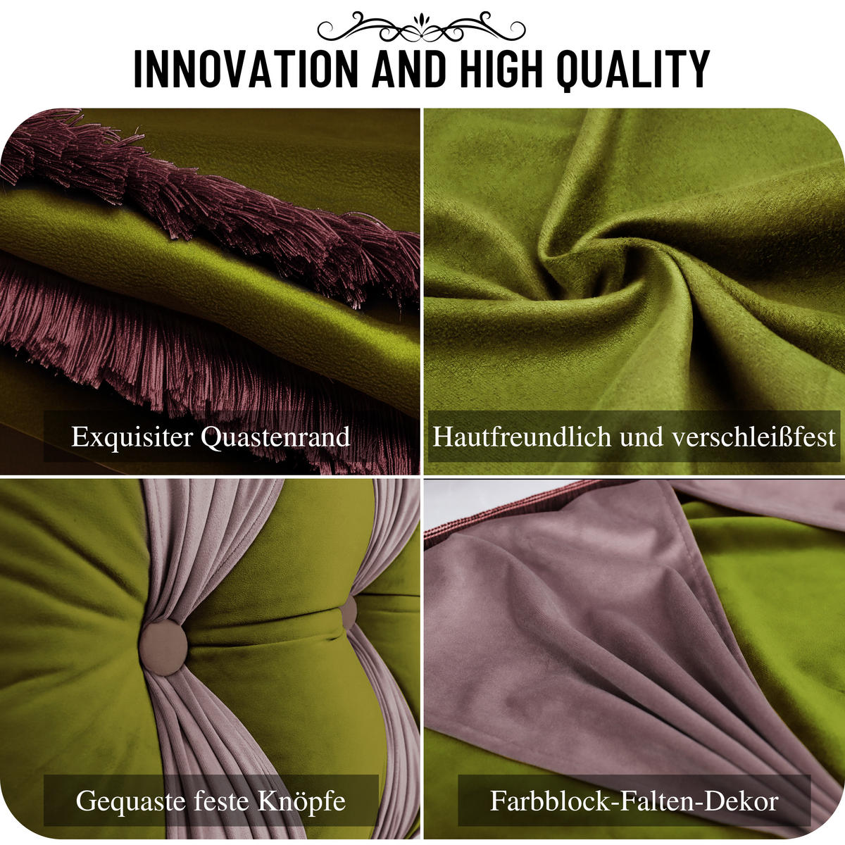 RÜCKENKISSEN Samt Ergonomisches Design Olivgrün 140cm - Grün, Textil (24/140cm) - Vercart