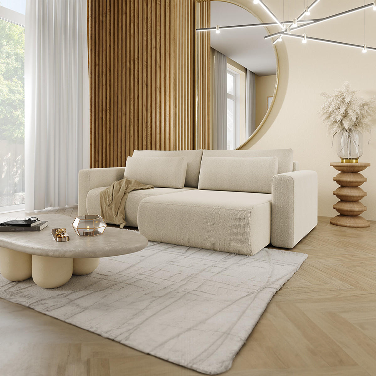 ECKSOFA Evy 3 Sitzplätze Beige - Beige, Holz (240/149cm) - Petits-meubles