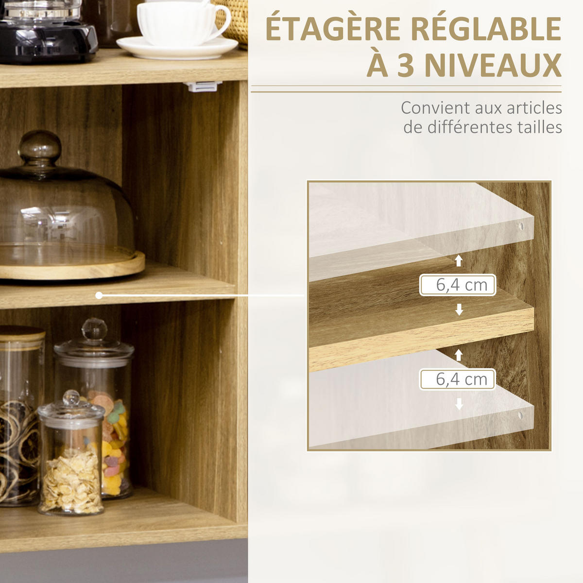 SIDEBOARD Holzoptik mit Rattan-Geflecht, 80/39/70 cm - Naturfarben, Holz (80/70/39cm) - PANGIVO