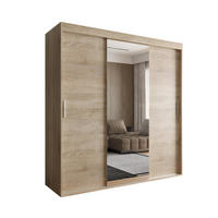 SCHIEBETÜRENSCHRANK OTARIO, 3-türig Kleiderschrank mit 1 Spiegel, Moderne Garderobe, Schrank in Größe: 180 x 205 x 60 cm - Braun, Holzwerkstoff (180/205/60cm) - O-Sofa