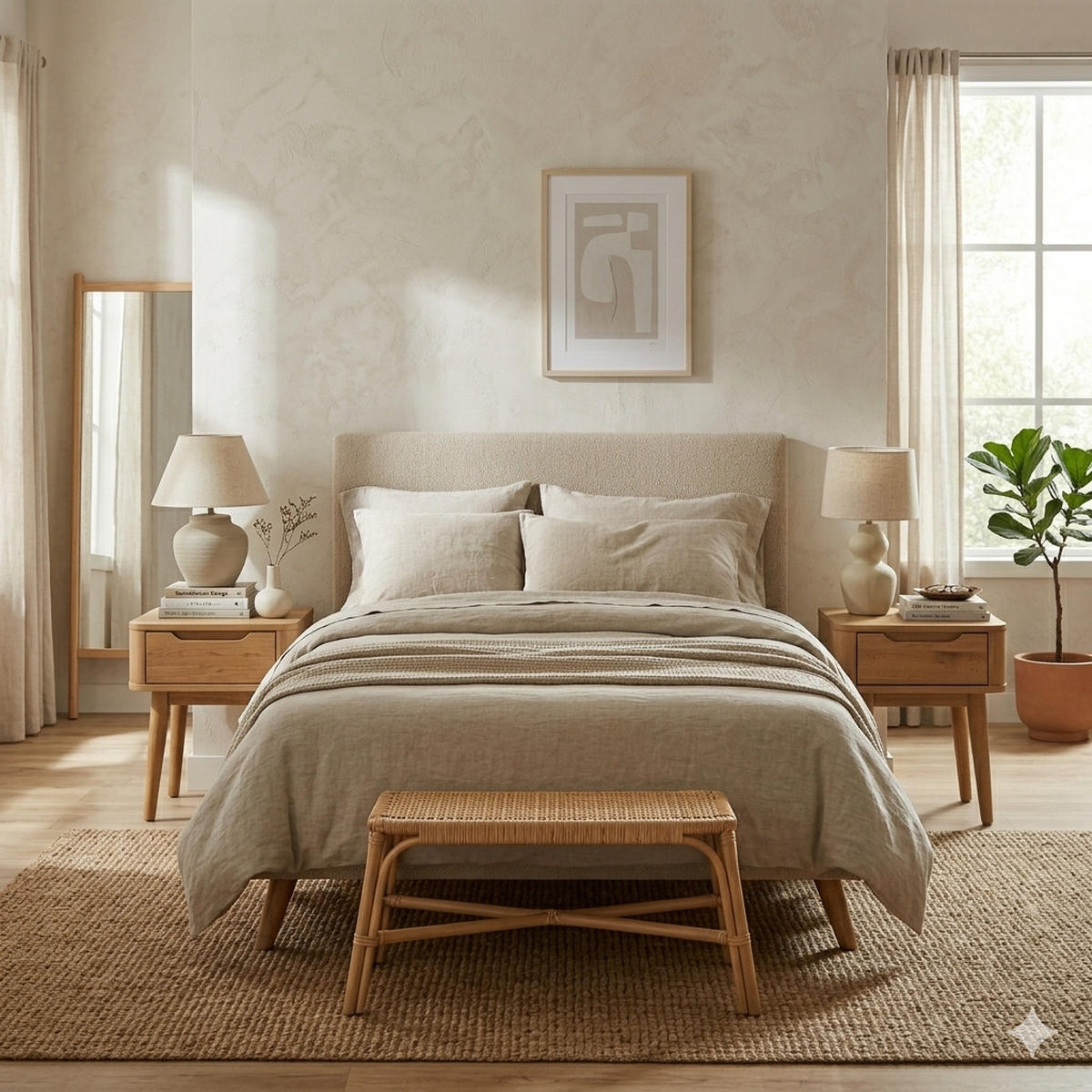 NACHTTISCH Nora 2er Set, Eiche - Beige, Holz (45/54/40cm) - WOODEK