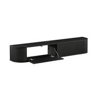 TV-SCHRANK 180/32/30 cm Naturholz mit Kabeldurchlass und Türen - Schwarz, Holzwerkstoff (180/30/32cm) - Oxeza