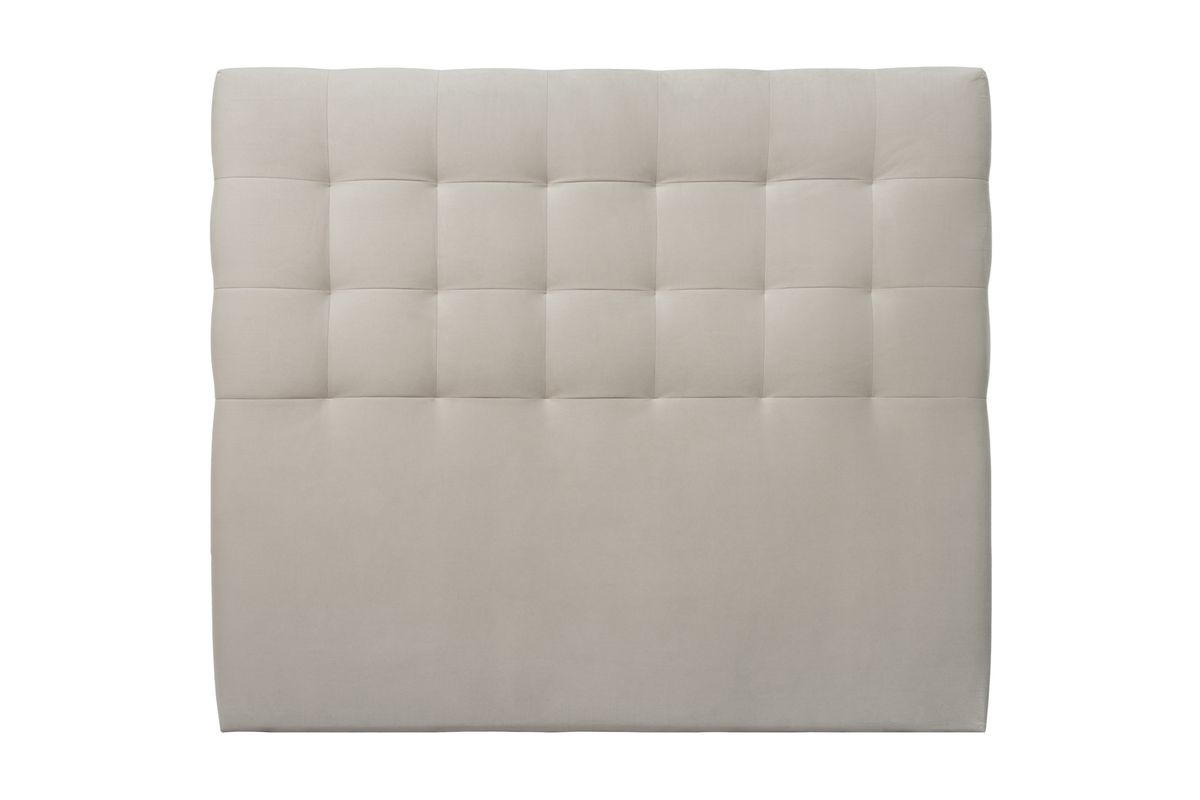 KOPFTEIL gepolstert - Gesteppt – hellgrauer Samtstoff - 140 cm - Beige/Hellgrau, Karton/Holz (140/120/10cm) - Sommeil de Plomb