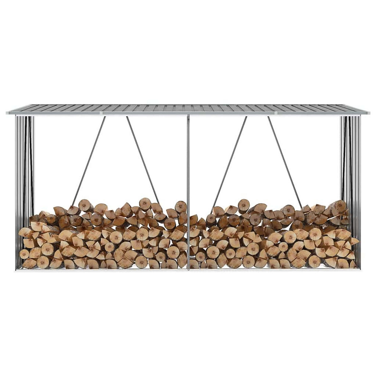 BRENHOLZUNTERSTAND 330/84/152 cm, aus Verzinkter Stahl, Grau - Grau, Metall (330/152/84cm) - vidaXL