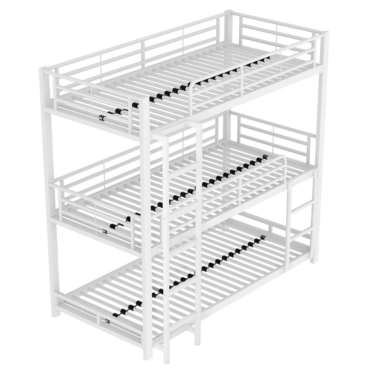 ETAGENBETT 90x200cm Weiß Metall Dreifach-Etagenbett - Weiß, Metall (90/200cm) - FLIEKS