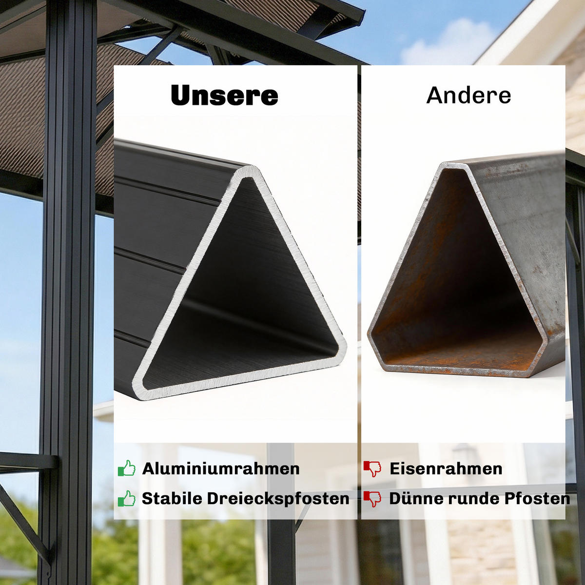 GRILLPAVILLON Aluminium Polycarbonat Braun - Schwarz/Braun, Metall (145/255/256cm) - Outsunny