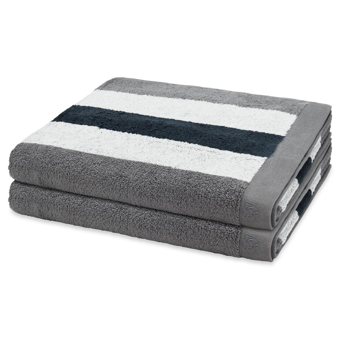 DUSCHTUCH Doubleface Stripes 2er-Set - Grau, Textil (70/140cm) - Ross