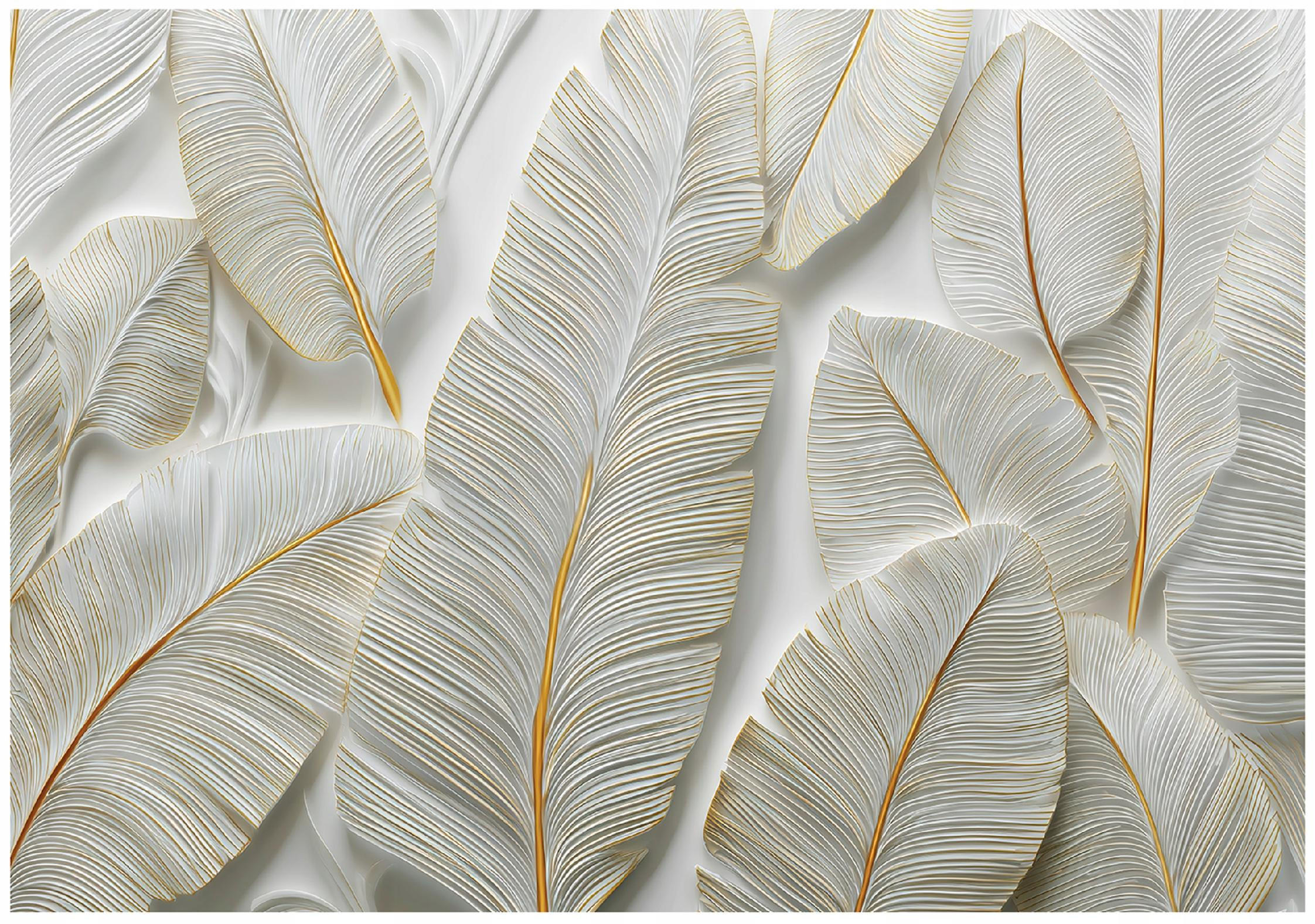 FOTOTAPETE Federn Abstrakt Grau 300x210 cm - Multicolor, Papier (300/210cm) - Wallarena