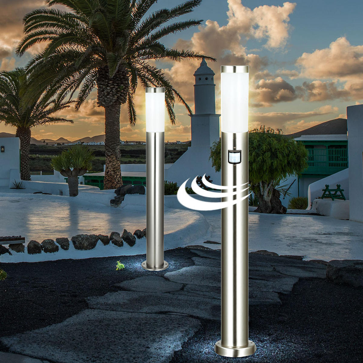 STEHLEUCHTE Silber 2er Set - Silberfarben, Kunststoff (7.8/110/7.8cm) - Globo Lighting