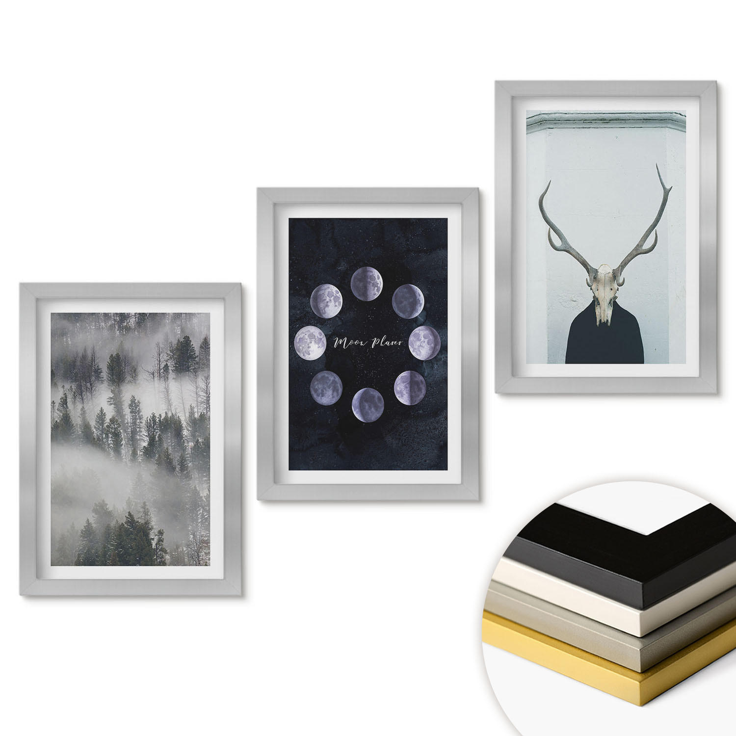 ArtPrintCave Wandbilder Silber 20x30 cm