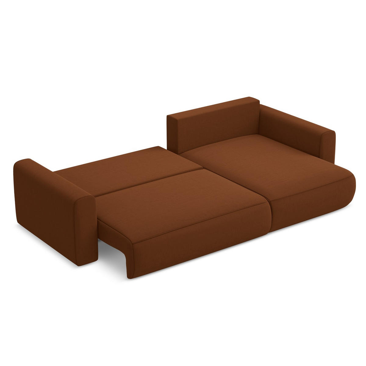 ECKSOFA mit Schlaffunktion Samt Stoff Orange - Terracotta/Schwarz, Kunststoff/Textil (278/149cm) - LaMiaSofa