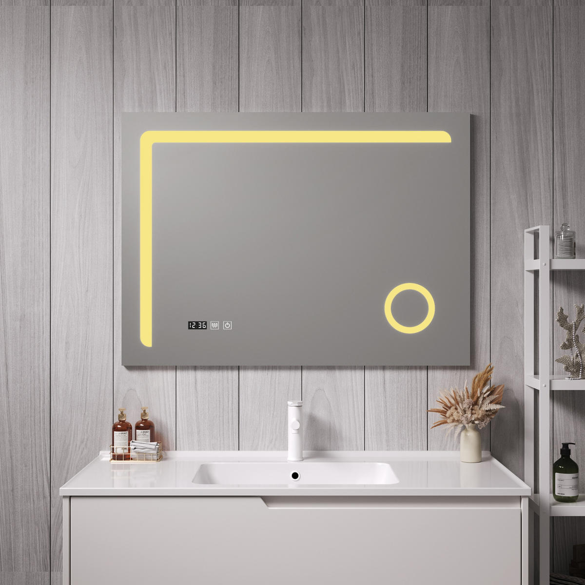 BADEZIMMERSPIEGEL Chambave - Silberfarben, Glas/Metall (100/70/3cm) - pro.tec