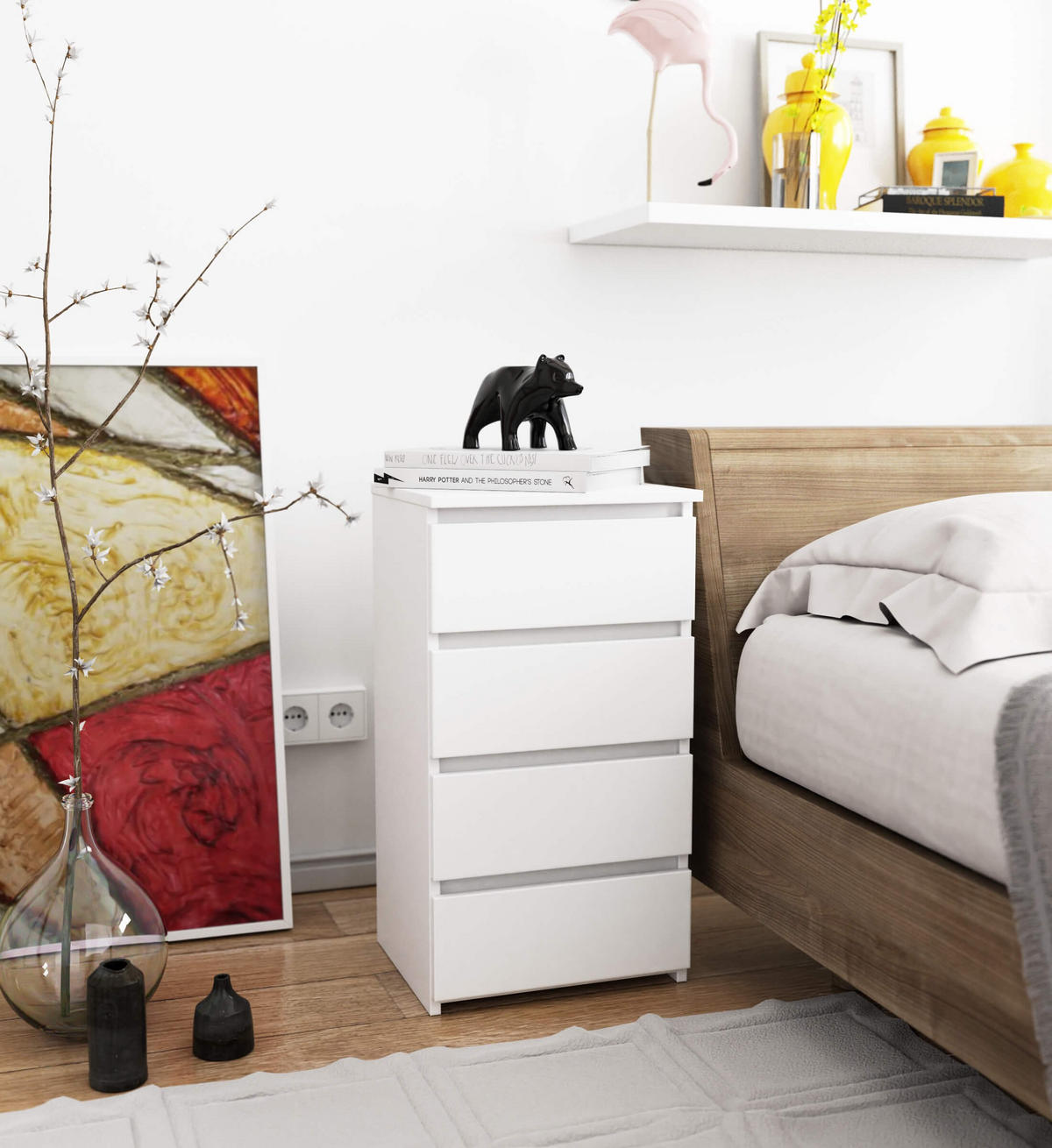 KOMMODE Weiß 40x35x74 cm - Weiß, Holzwerkstoff (40/74/35cm) - Akord