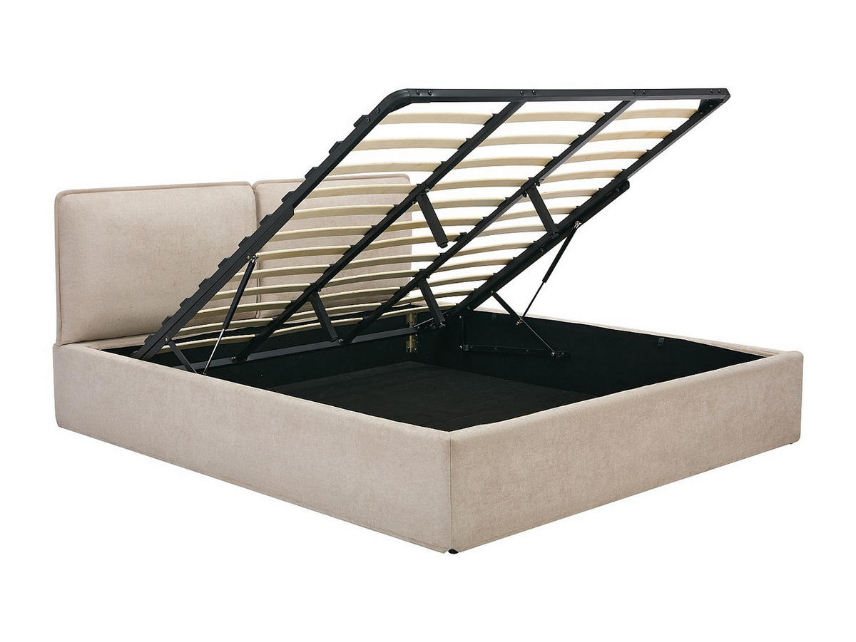 BETT mit Bettkasten - 2 Personen - stoff - beige Tenese - Beige, Textil (180/200cm) - Vente-Unique
