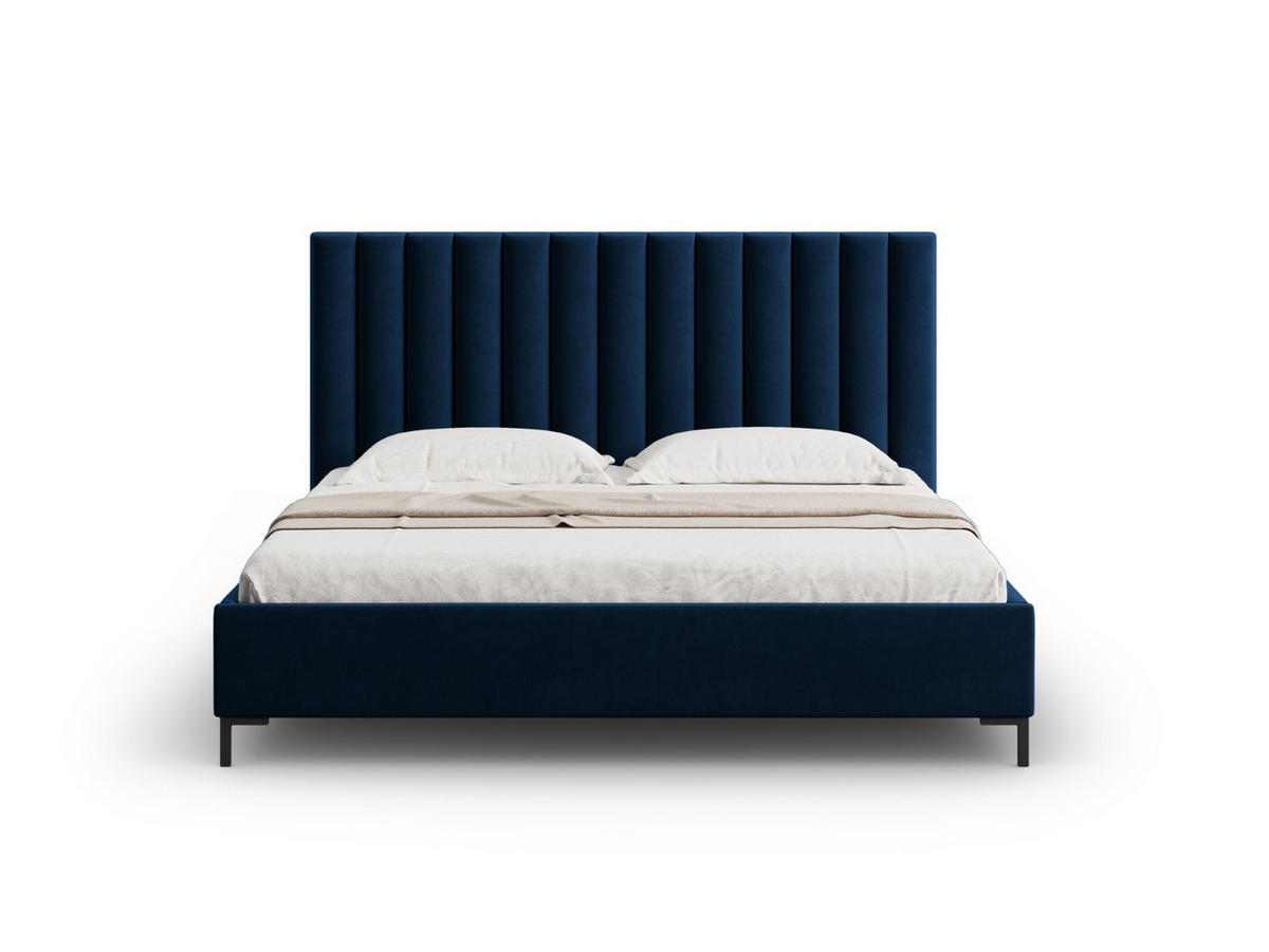 BETT mit Bettkasten und Kopfteil Allison aus Samt königsblau 160x200cm - Dunkelblau, Textil (160/200cm) - Micadoni