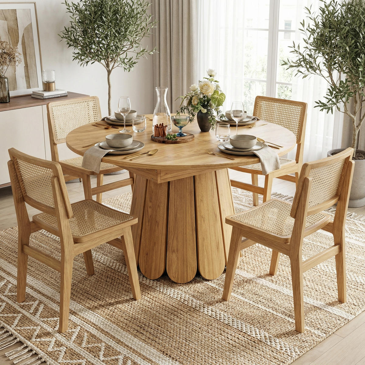 ESSTISCH ausziehbar 118-158 cm Vintage Holzoptik - Eichefarben/Beige, Holzwerkstoff (118/118/76cm) - Urban Meuble