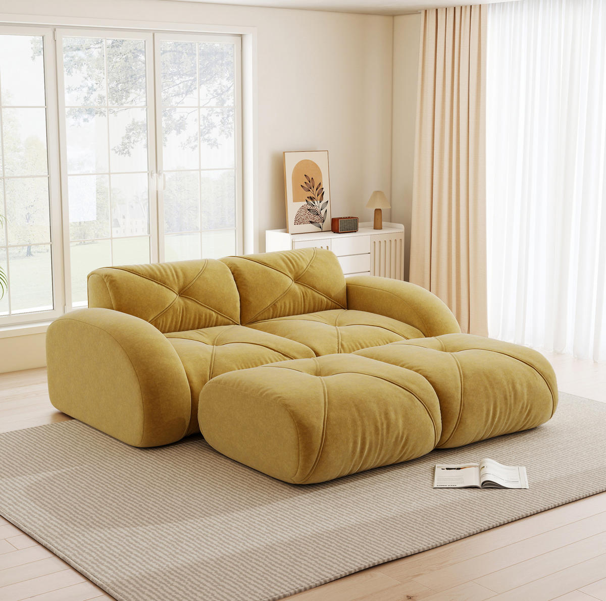 SOFA modular rahmenlos Chenille Yellow - Gelb, Kunststoff (171/76/204.1cm) - Meubliv