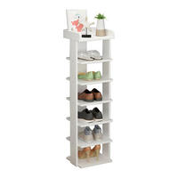 SCHUHREGAL 7-Stufige aus MDF in Weiß Stabile Konstruktion Offene Ablage Platzsparendes Design 25 x 27 x 104 cm - Weiß, Kunststoff (25/104/27cm) - Livingandhome