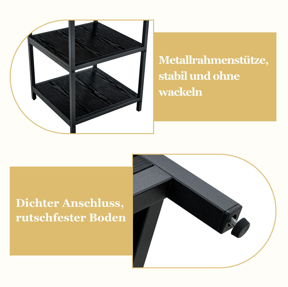 ESSTISCH- UND STUHLSET rund 107 cm Schwarz/Hellgrau - Schwarz, Metall (107/75/107cm) - Meubliv