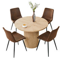 ESSGRUPPE DE-39388 5-teilig, mit 4 Tech-Stoff-Stühlen Braun - Braun, Holzwerkstoff (100/76/100cm) - ComfortXL