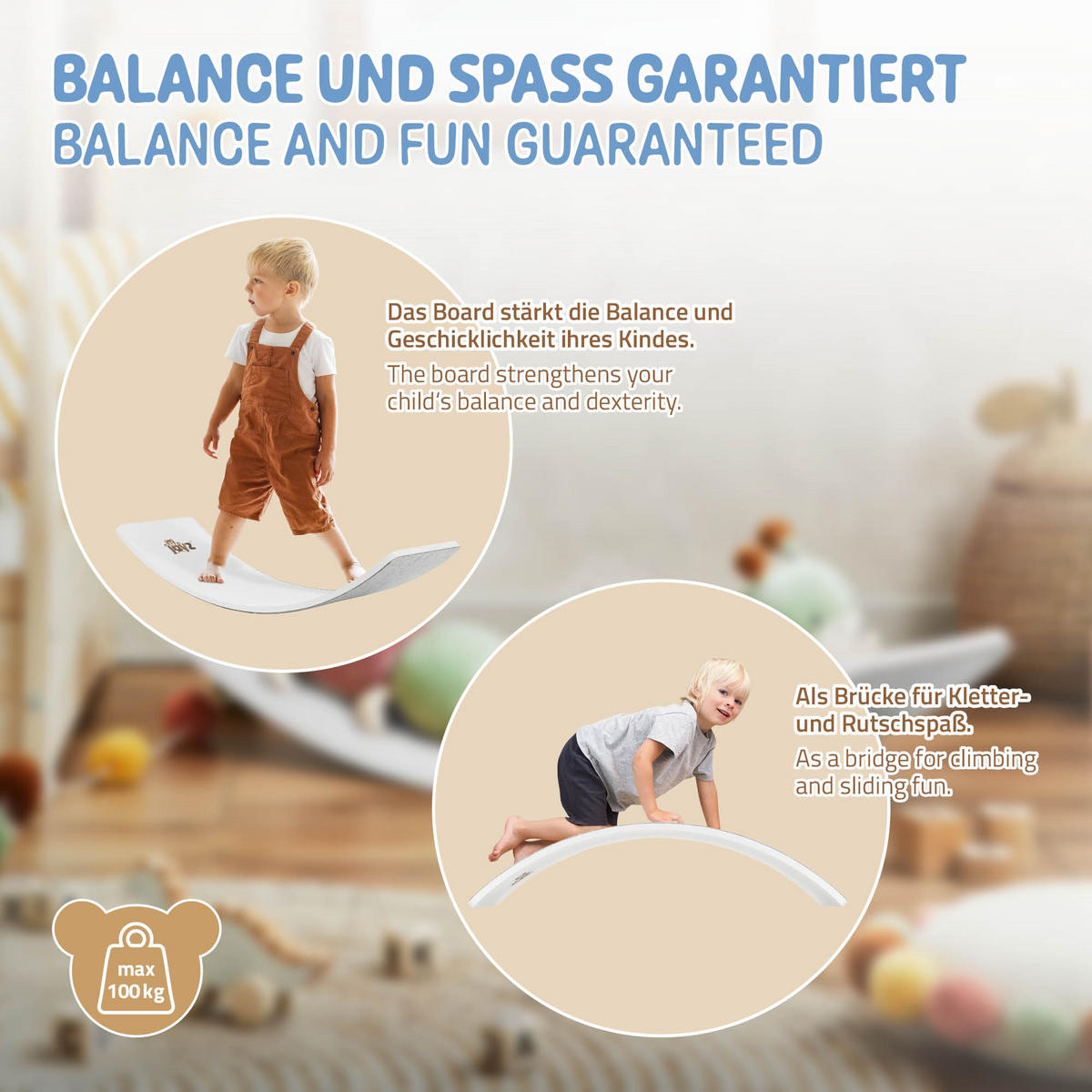 BALANCE BOARD - Grau, Holzwerkstoff (30/83cm) - Joyz