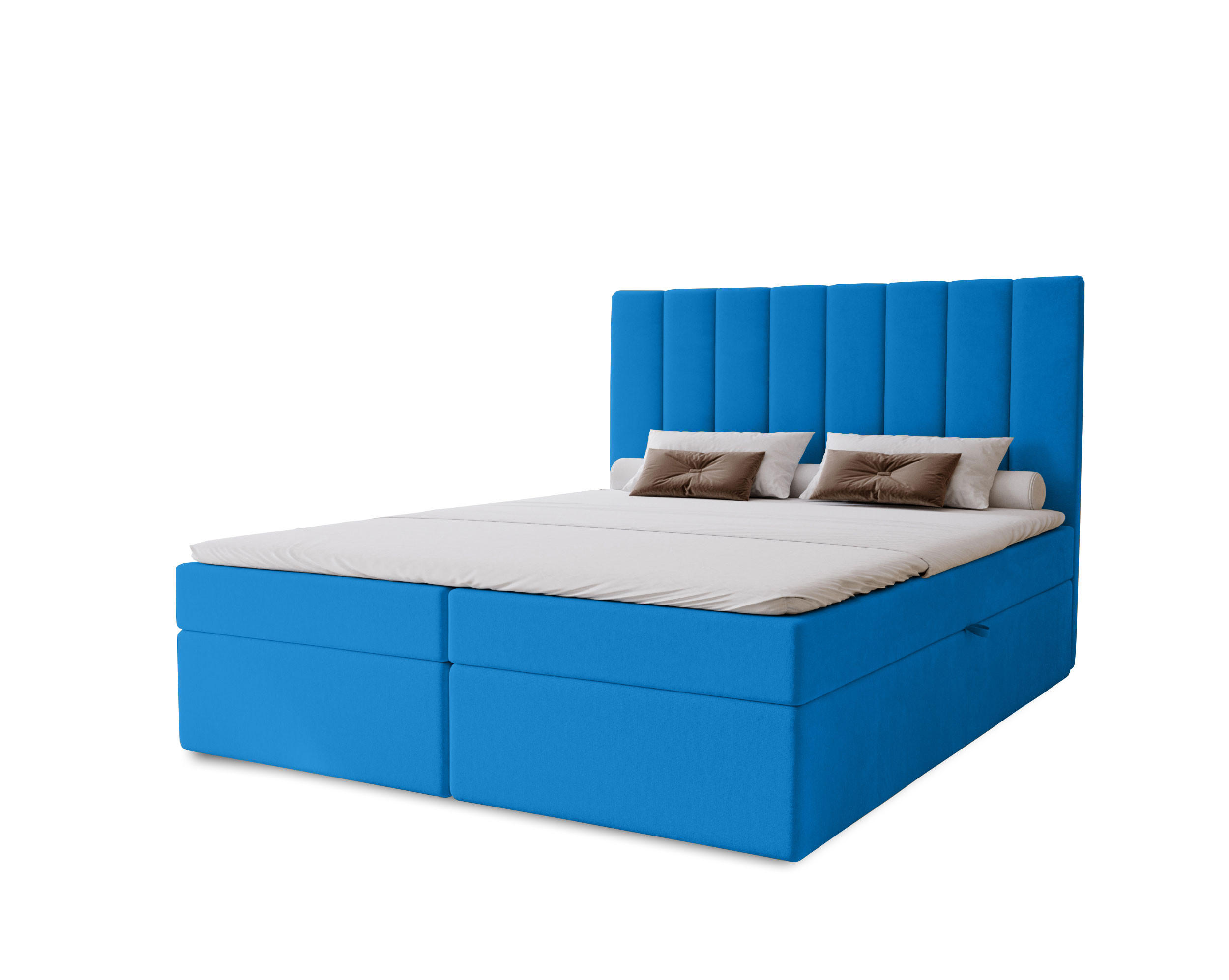 BOXBETT Nero mit 2 Bettkästen, 120x200, Hellblau, Velourstoff, Doppelbett mit Bonell-Matratze - Hellblau, Holz/Kunststoff (120/200cm) - Marpur