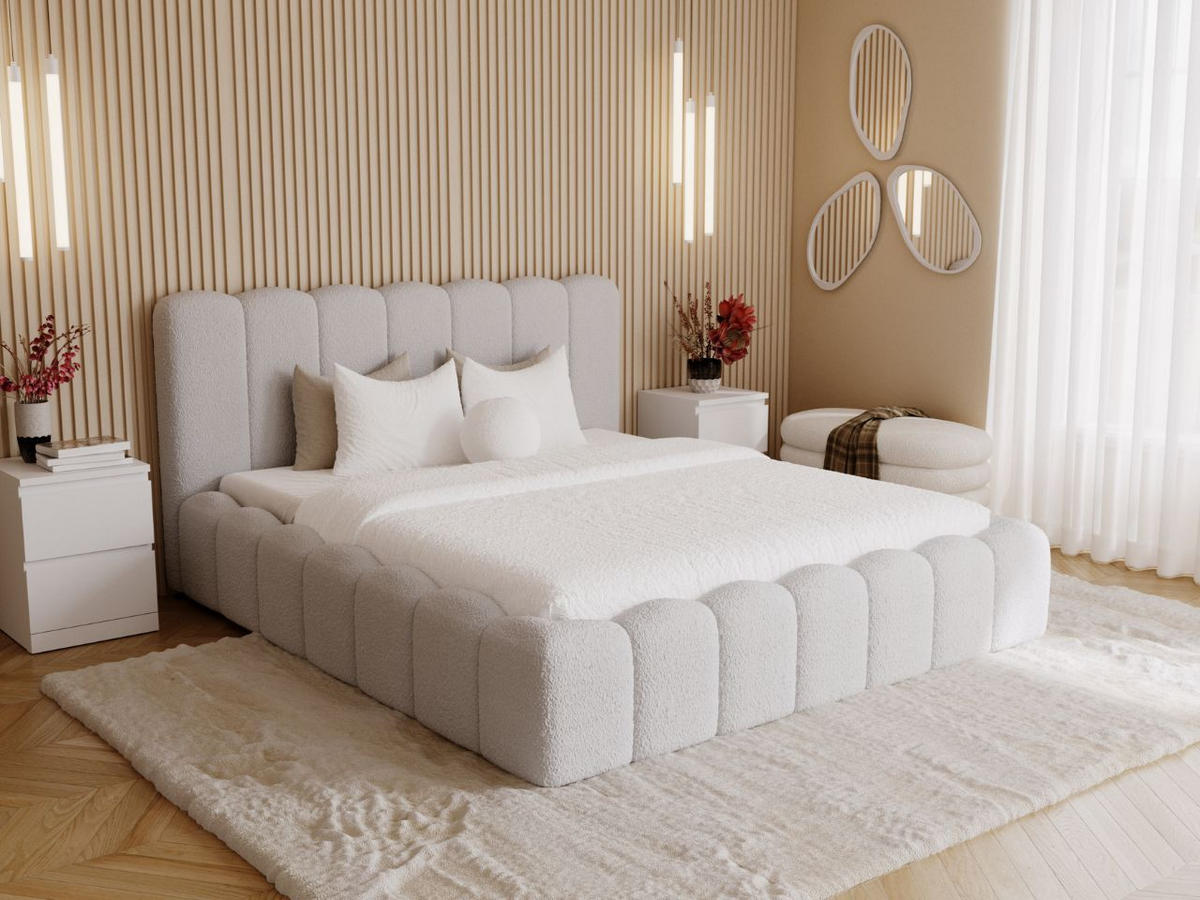 POLSTERBETT Smile 200x200 Bouclé-Stoff Hellgrau - Hellgrau, Textil (200/200cm) - Graingold