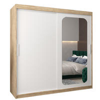 SCHWEBETÜRENSCHRANK 200/200/62 2-türig - Silberfarben/Weiß, Holz/Kunststoff (200/200/62cm) - Abiks Möbel