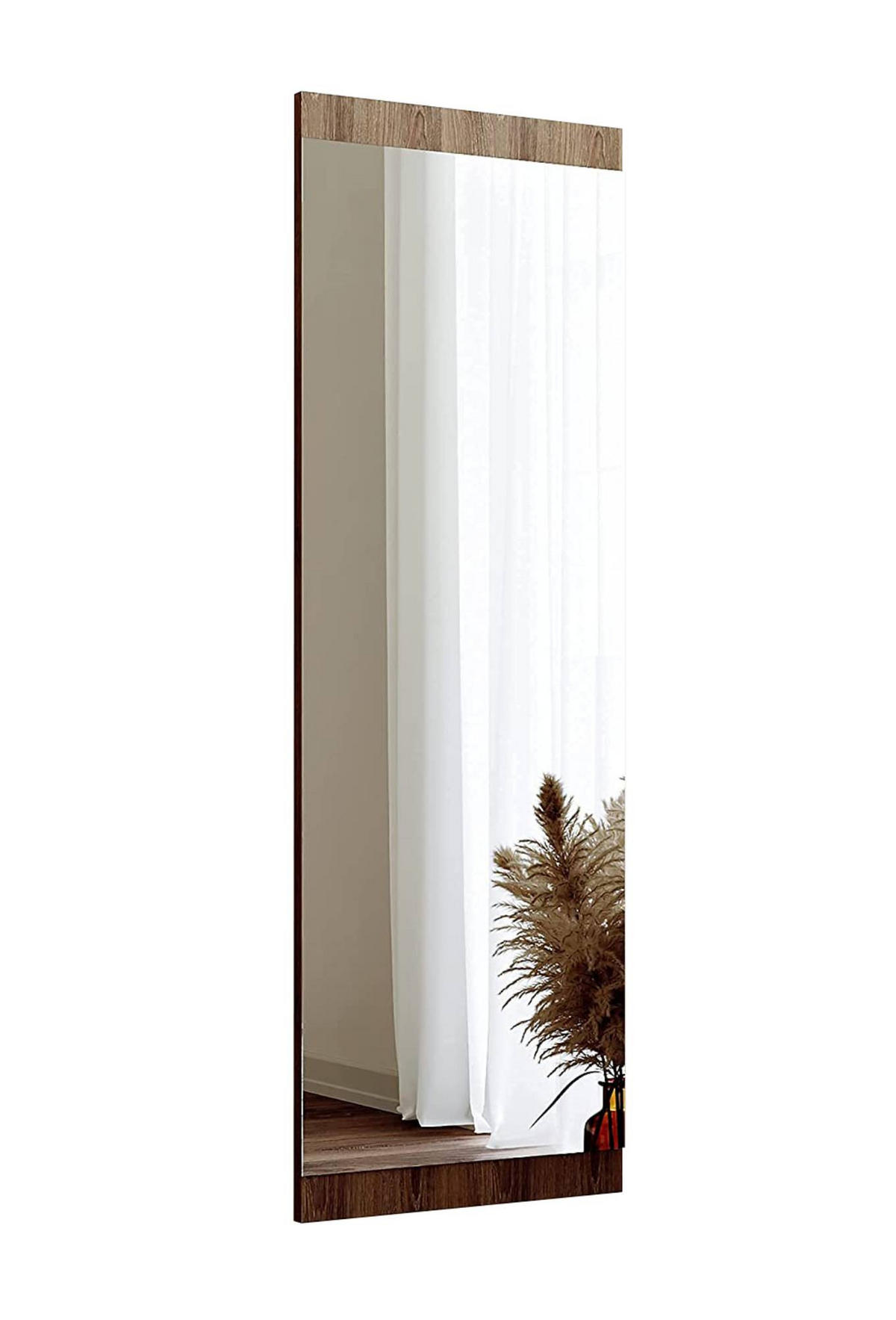 WANDSPIEGEL mit Holzsockel, 40x115cm - Braun, Holz (120/40cm) - Gozos