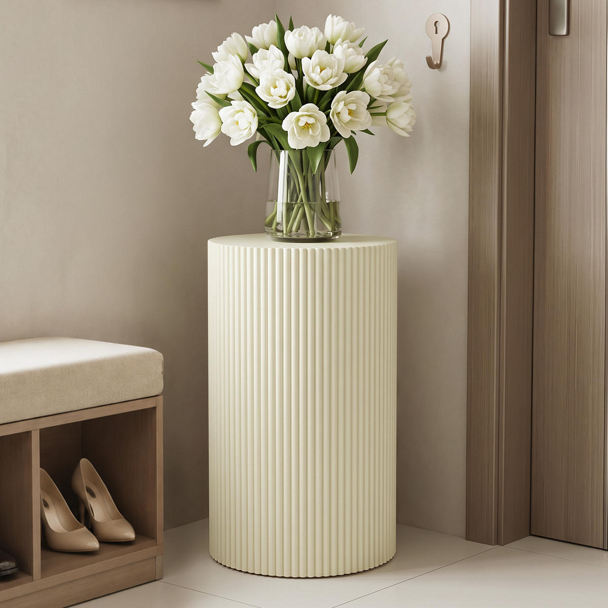 BEISTELLTISCH Rund Beige, MDF | B30 x T30 x H50 cm - Beige, Holzwerkstoff (30/30/50cm) - Hometopia