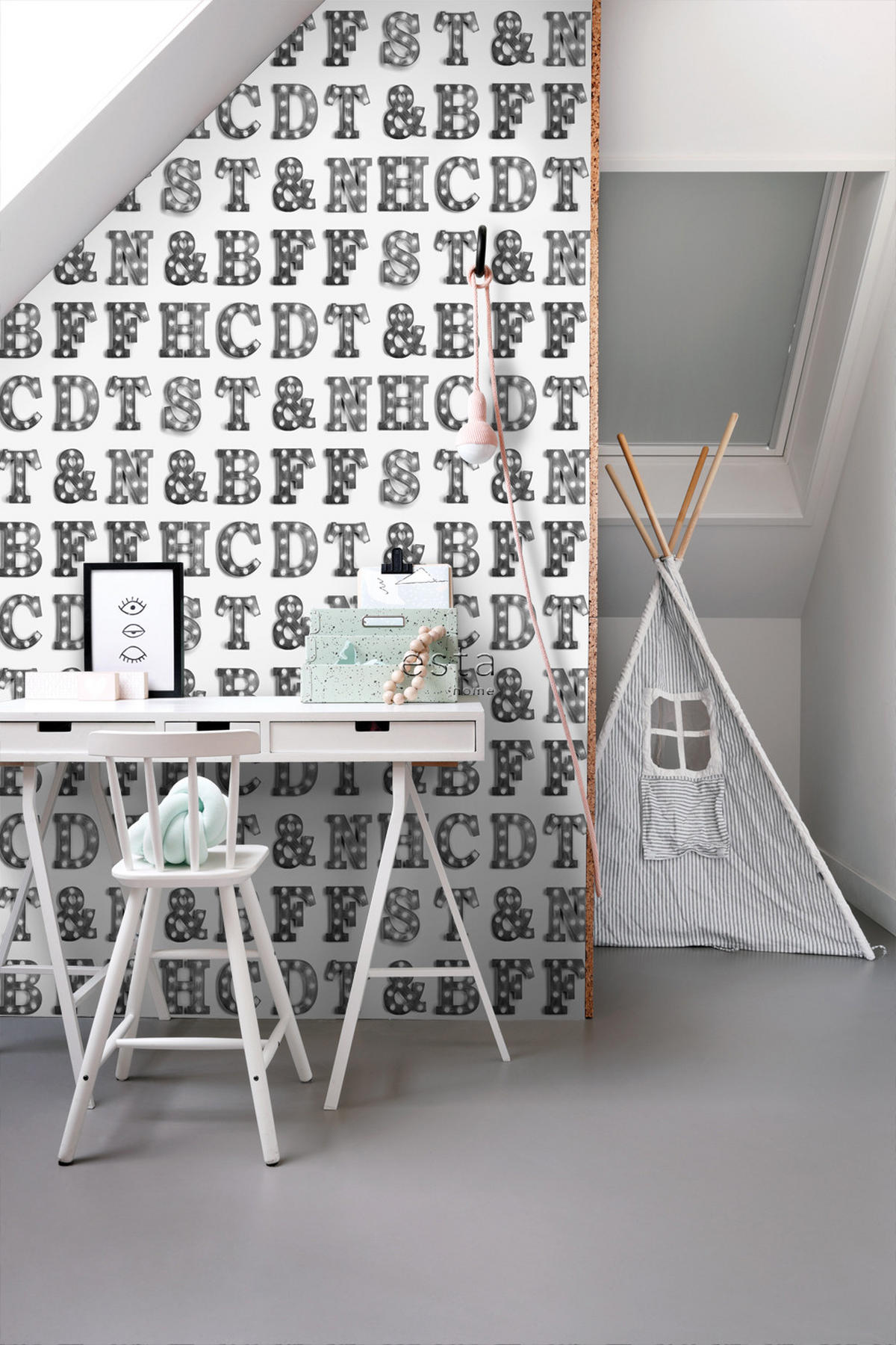 TAPETE Leuchtbuchstaben 53 cm x 10.05 m - Schwarz, Papier (53/1000cm) - ESTAhome