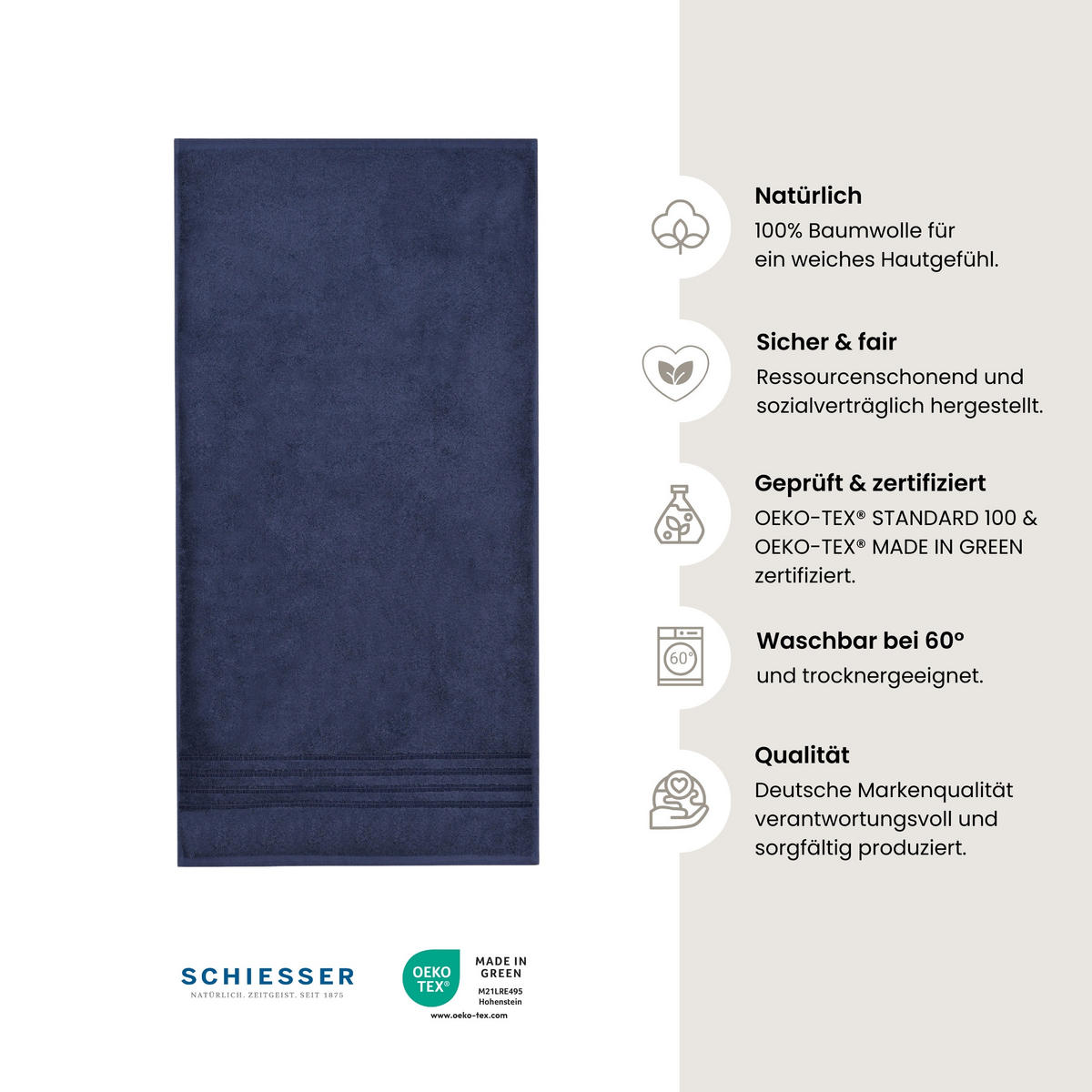 HANDTUCHSET Milano - 4-teilig - 50 x 100 cm - Dunkelblau - Dunkelblau, Textil (50/100cm) - SCHIESSER