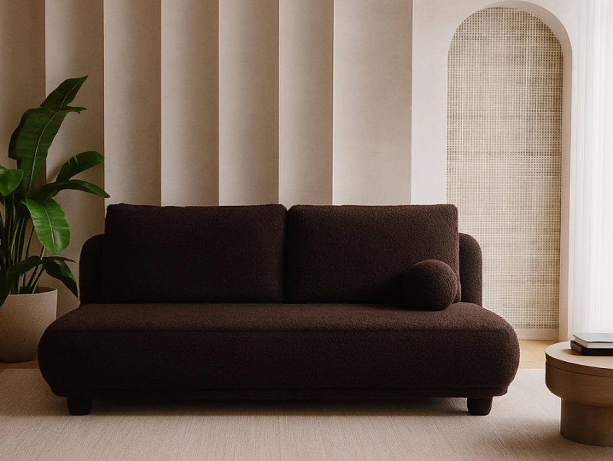 SOFA Pflaumenbraun MAJA Mit Schlaffunktion Bouclé Ausziehbar - Braun, Textil (209/96/96cm) - Sepro Meble
